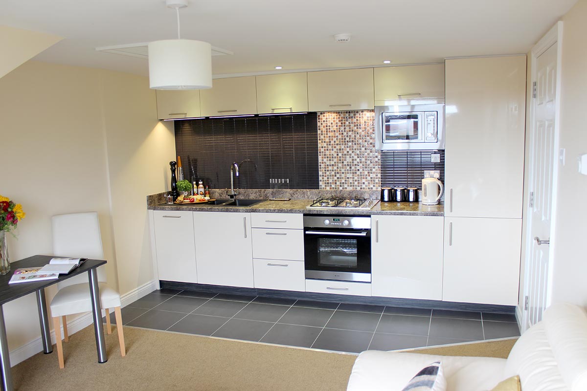 The kitchen in our one bedroom apartment