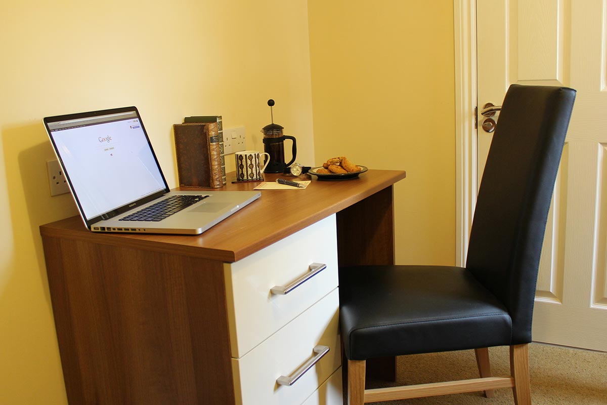 The desk in the single room